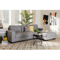 Baxton Studio J099S-Light Grey-RFC Nevin Modern and Contemporary Light Grey Fabric Upholstered Sectional Sofa with Right Facing Chaise